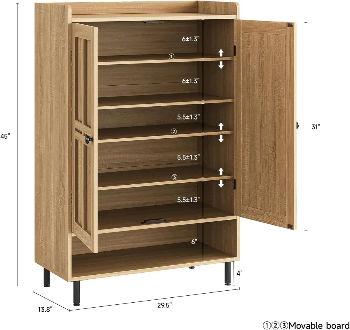 Onbrill Entryway Shoe Storage Cabinet With Doors And Metal Legs