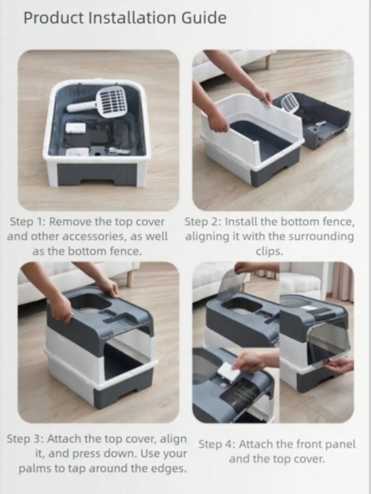 Enclosed Top Entry Cat Litter Box With Odor Proof Cover
