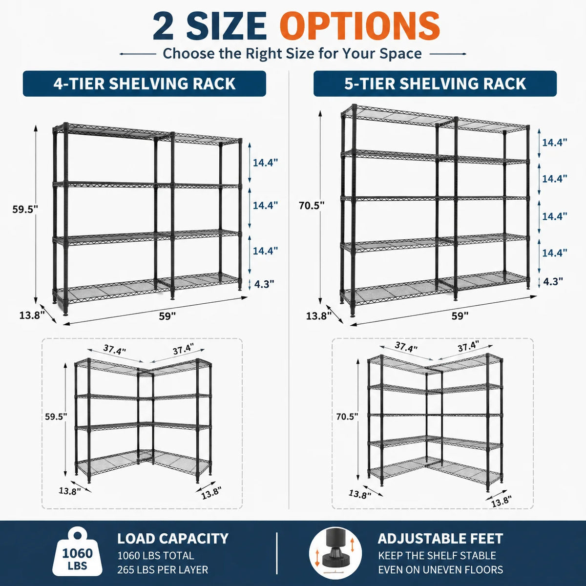 Heavy Duty Adjustable Metal Storage Shelving Rack For Garage