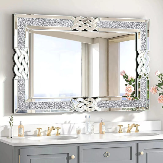 Wisfor Glam Crushed Diamond Wall Mirror With Crystal Frame