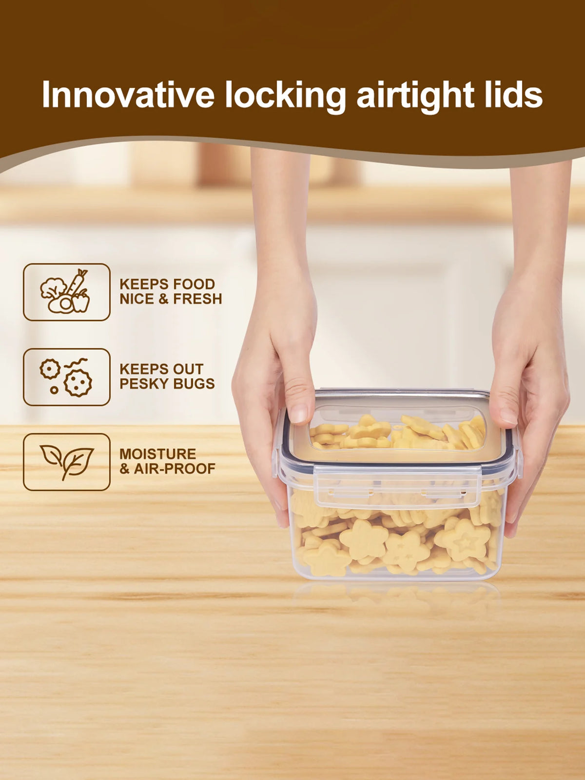 Sealed Plastic Food Storage Containers With Lids For Pantry Organization