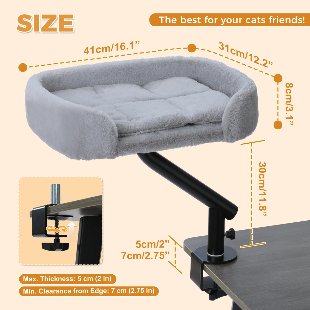 PAWZ Road Rotating Cat Bed Desk Stand Breathable Pet Hammock