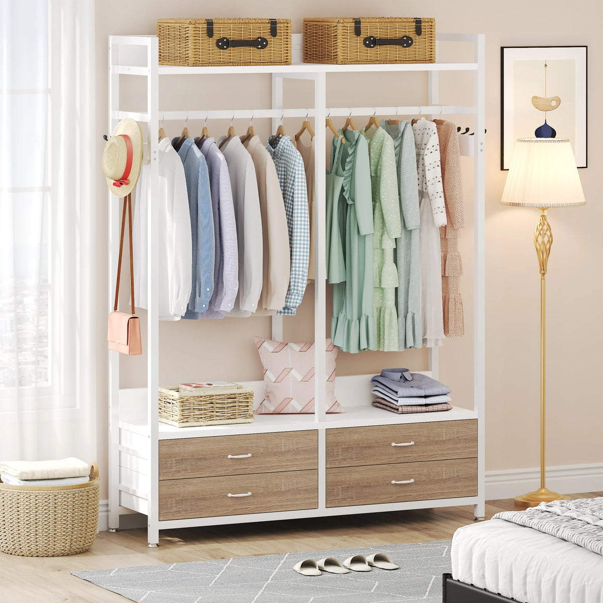 Tribesigns Heavy Duty Freestanding Closet Organizer Rack With Drawers