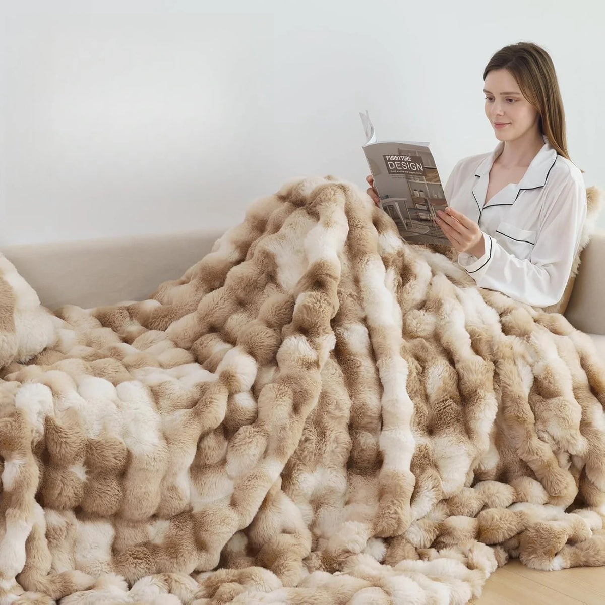 Rosekind Bubble Fleece Throw Blanket For Soft Bedroom Decor