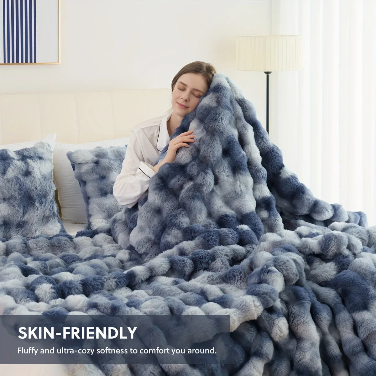 Rosekind Bubble Fleece Throw Blanket For Soft Bedroom Decor