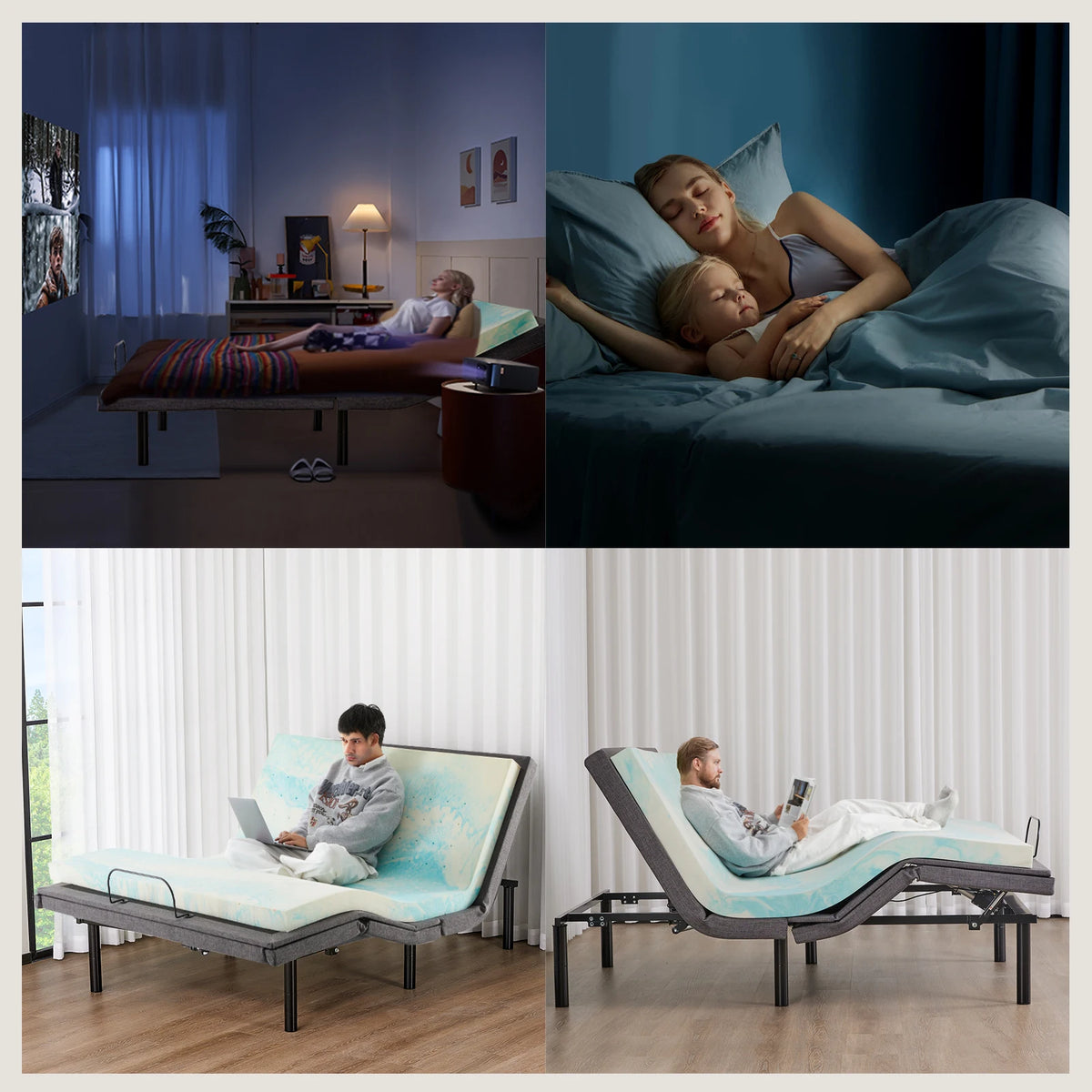 JHK Zero Gravity Electric Adjustable Bed Frame With Usb Ports