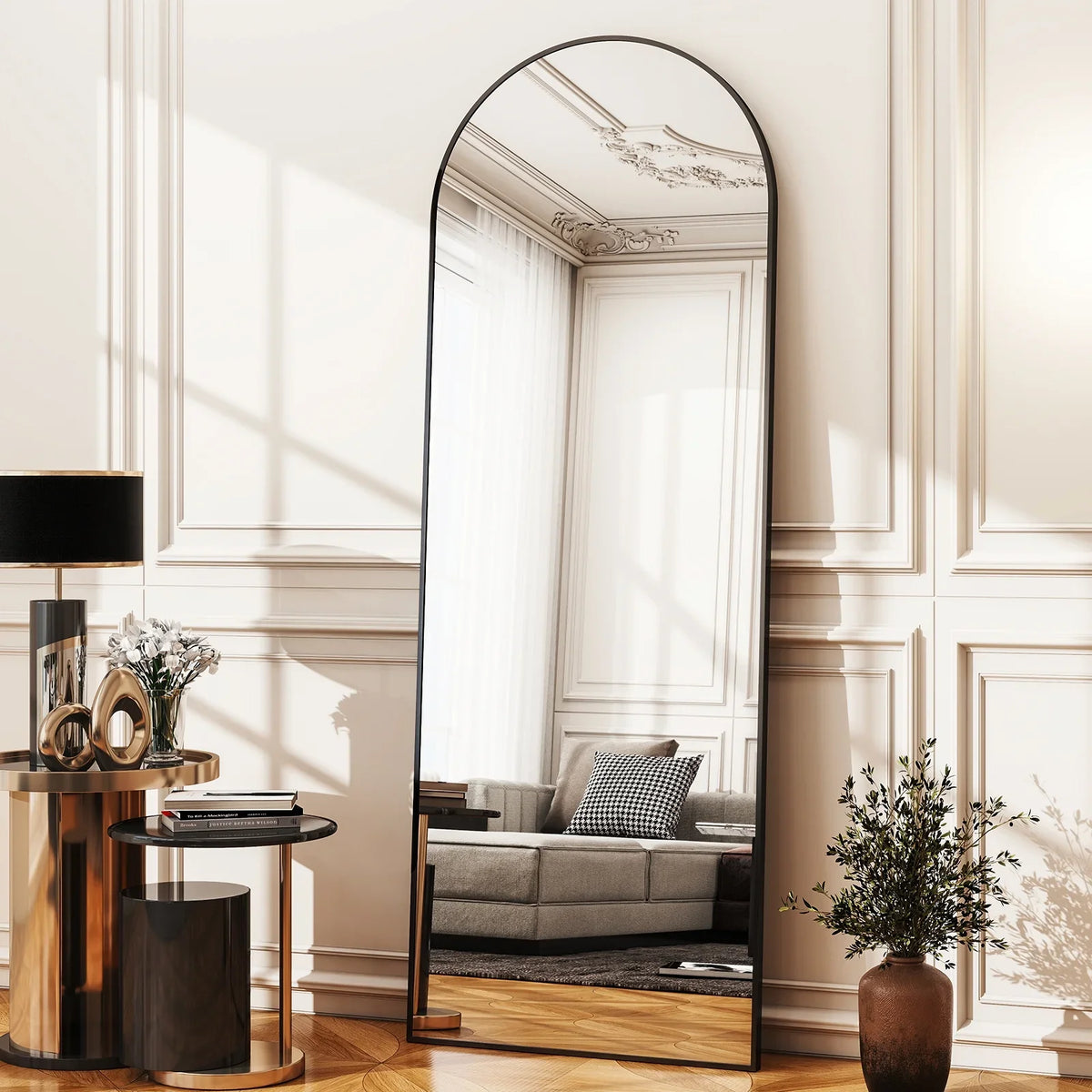 Modern Arched Floor Mirror Free Standing Full Body Home Decor