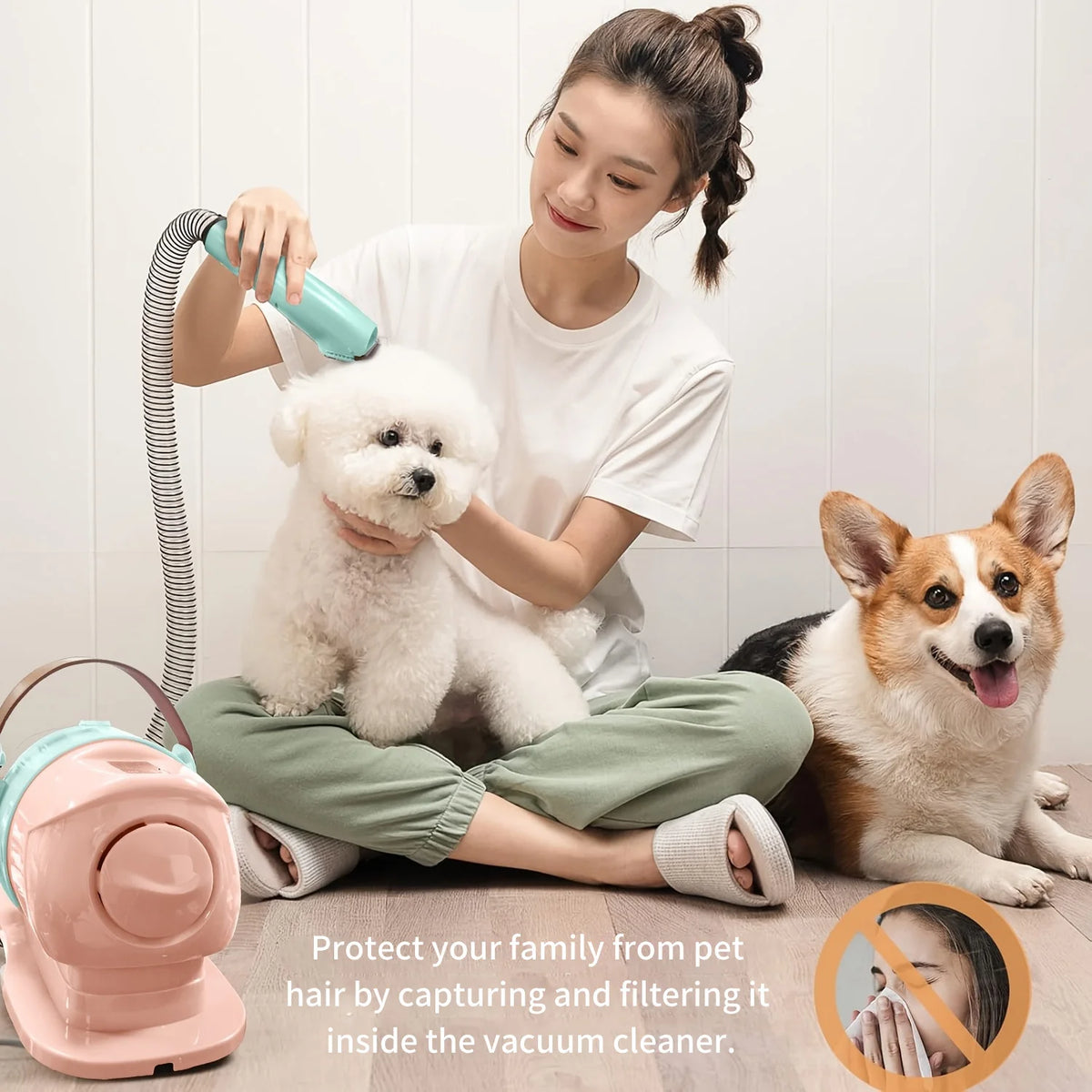 Pet Grooming Vacuum Kit With Professional Clipper For Pets