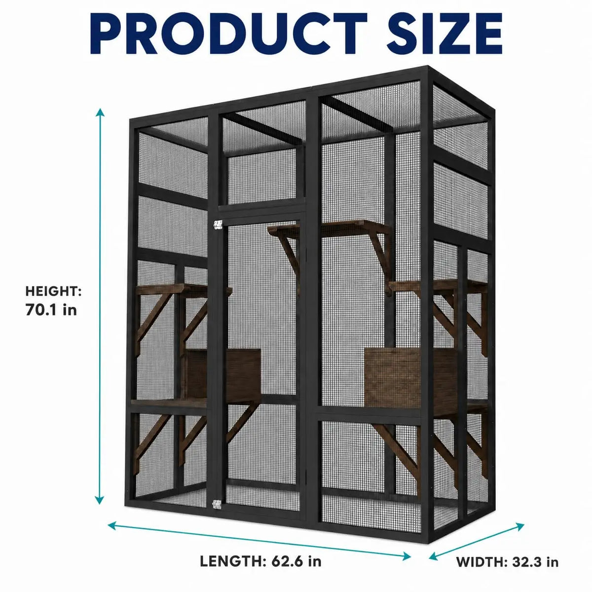 HiMISS Wooden Outdoor Catio Cat Enclosure With Multiple Platforms