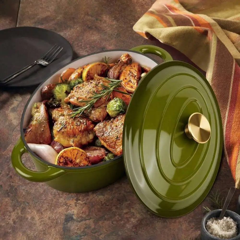 Enameled Cast Iron Oval Dutch Oven Pot For Cooking And Baking