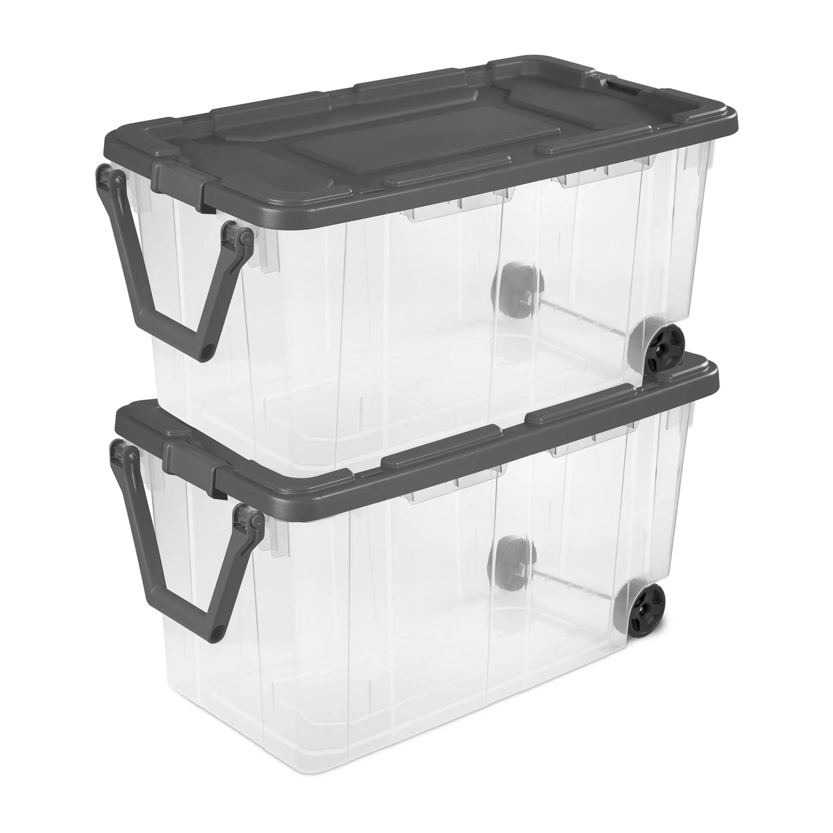 Sterilite Industrial Wheeled Plastic Storage Tote With Handle