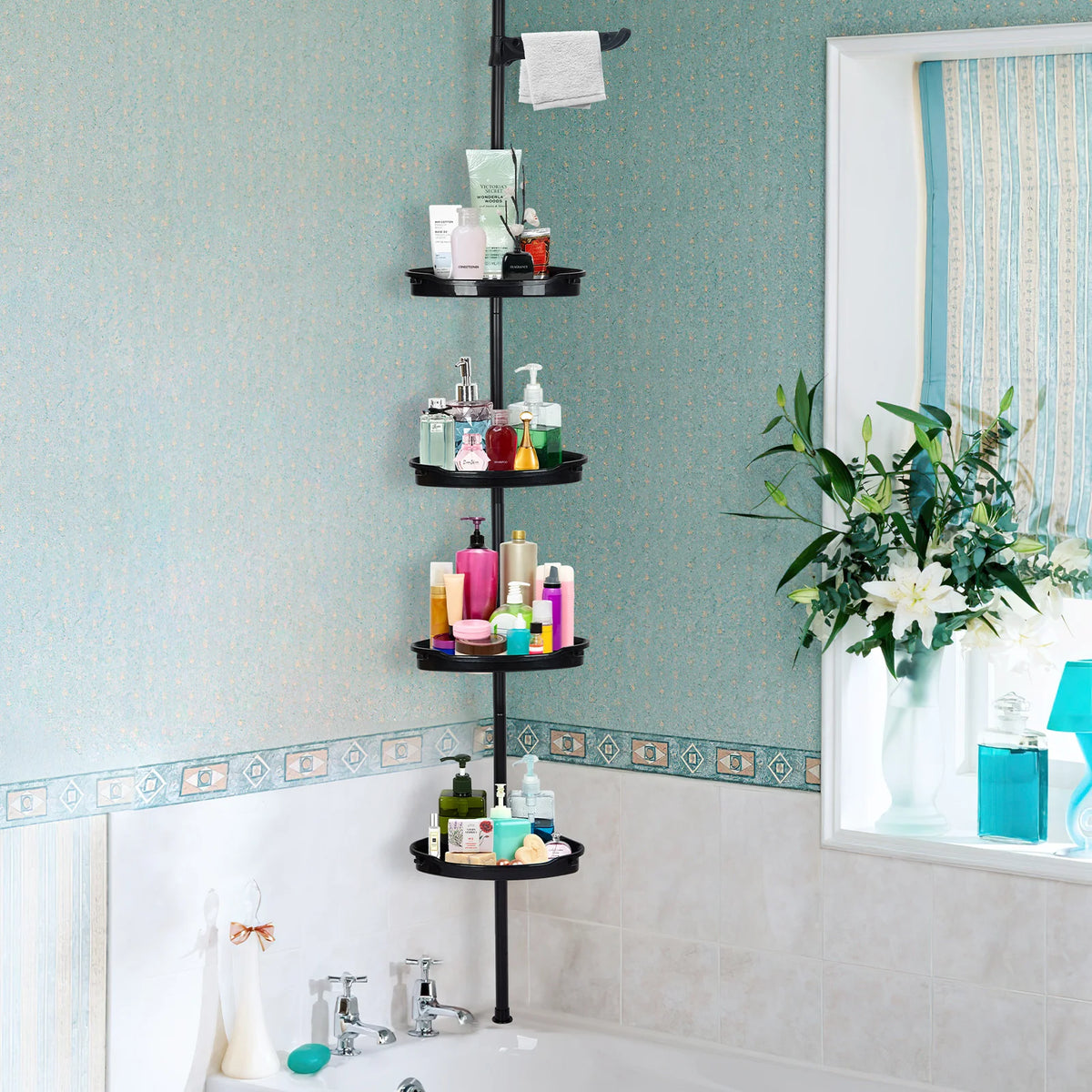 HiMISS 4 Tier Corner Shower Caddy Adjustable Bathroom Storage Organizer