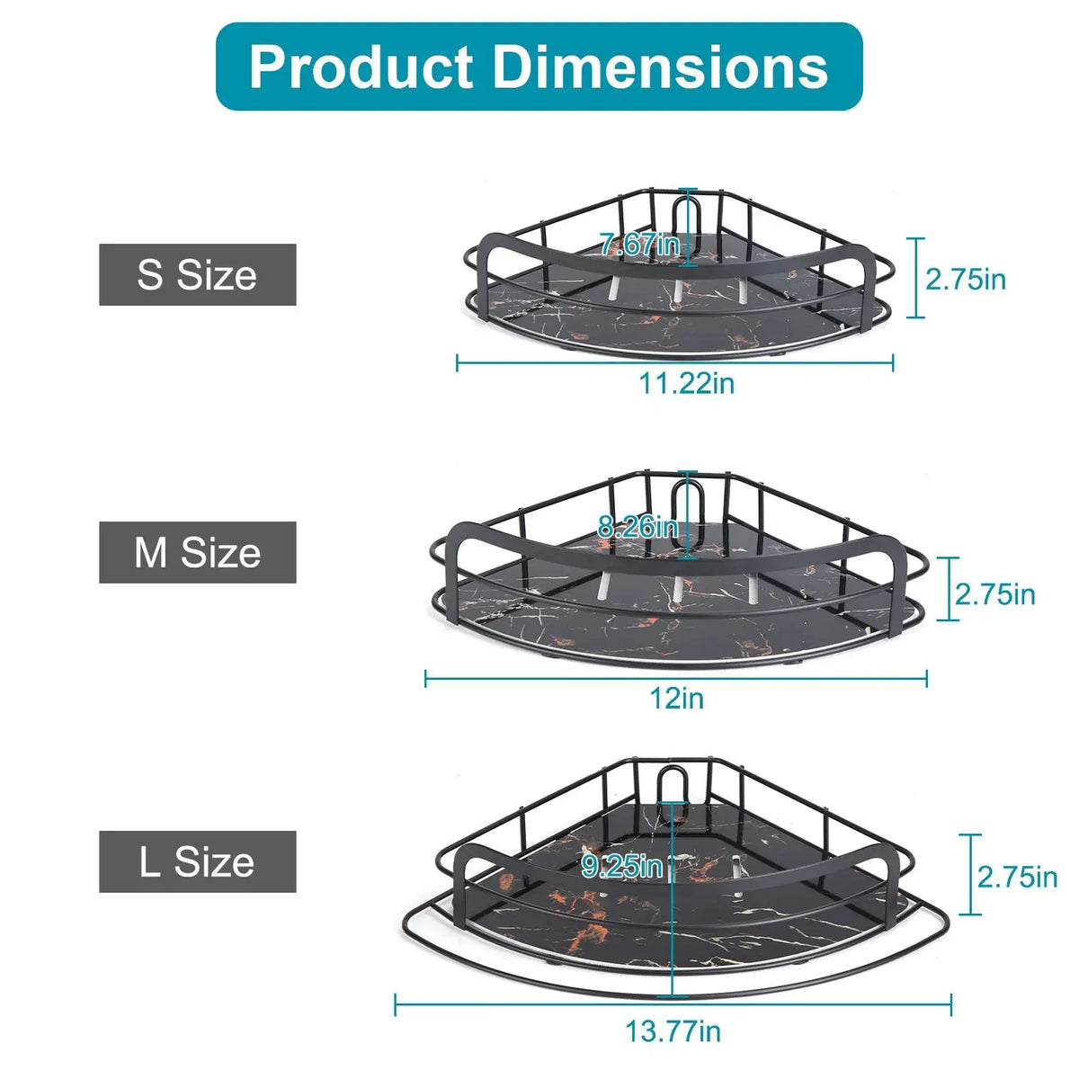 Adjustable Corner Shower Caddy Tension Pole Rust Resistant Shelves