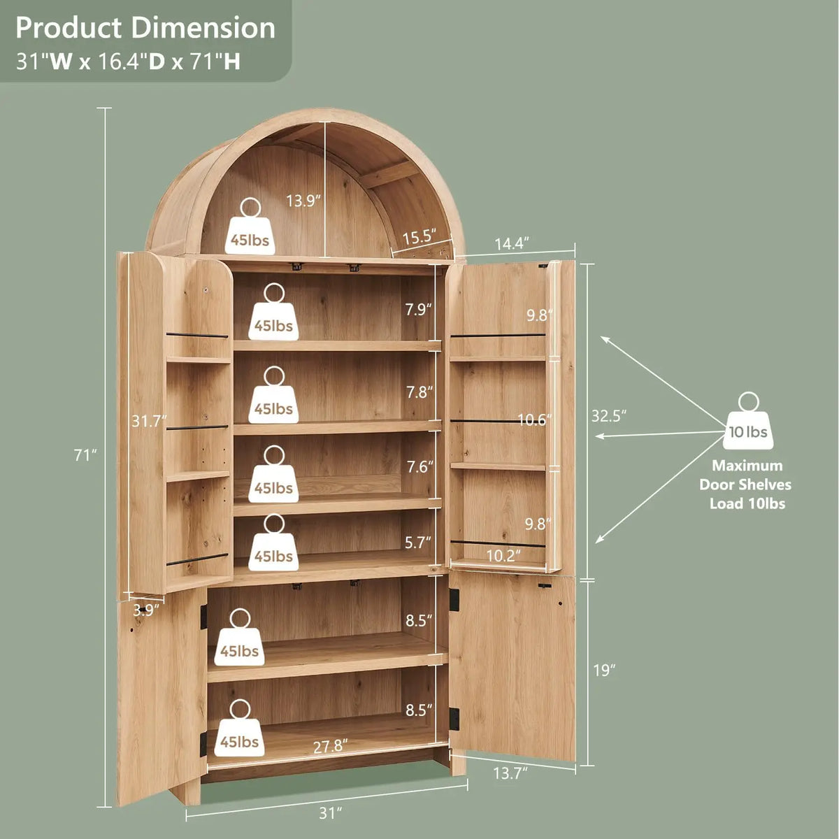Solid Wood Fluted Free Standing Bathroom Storage Cabinet