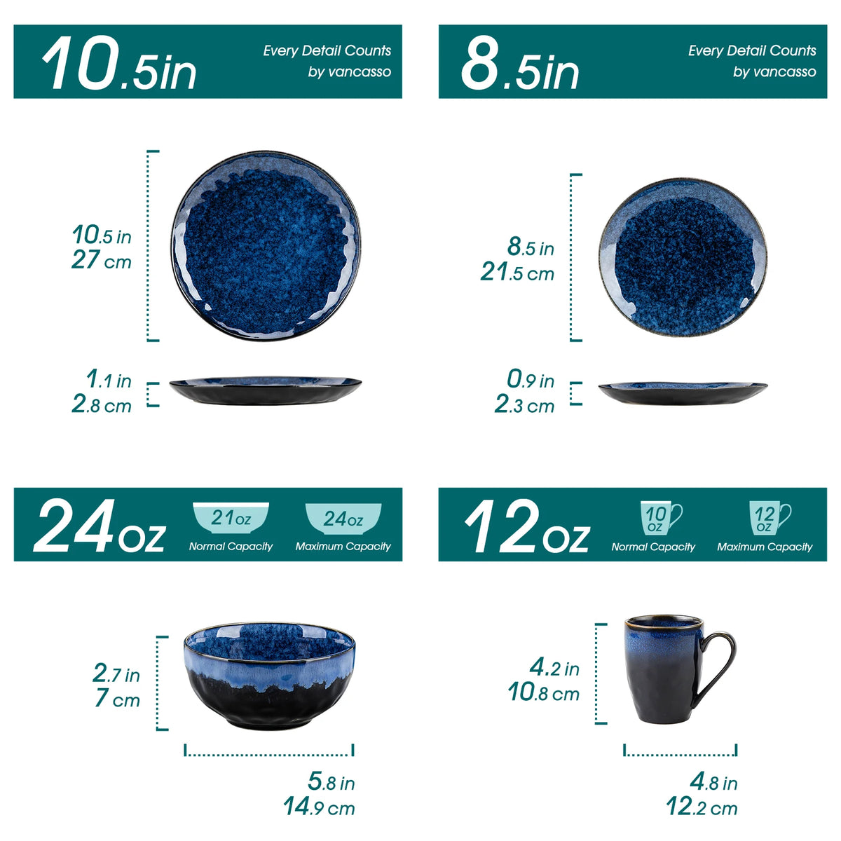 Malacasa Ceramic Dinner Set With Plates Bowls And Mugs