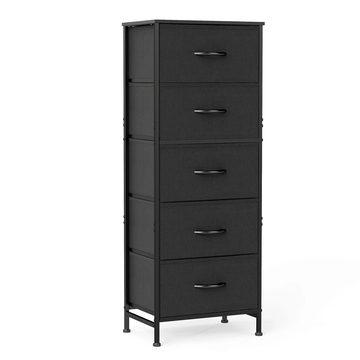 JHK Modern Steel Frame Wardrobe Dresser 5 Fabric Drawers