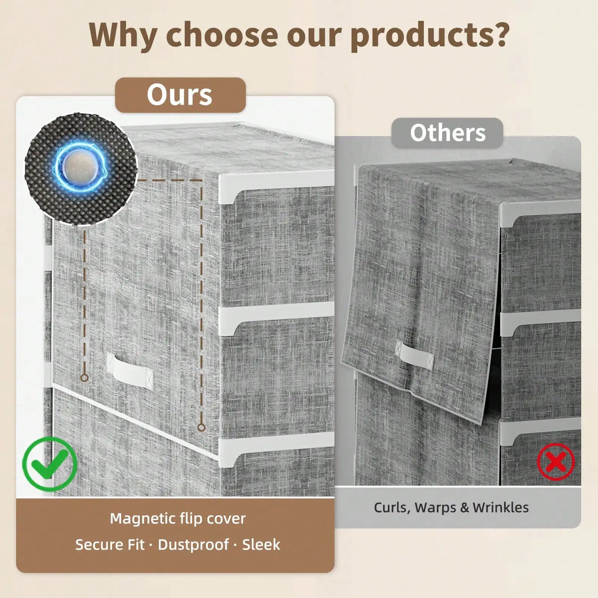 Metal Frame Shoe Storage Cabinet With Dustproof Fabric Doors