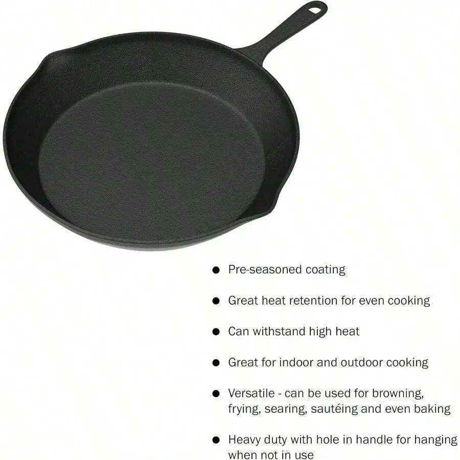 Pre Seasoned Cast Iron Skillet Set Durable Kitchen Cookware