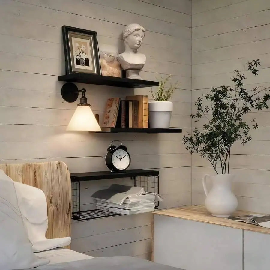 Wall Mounted Metal Floating Bathroom Toilet Paper Storage Shelves