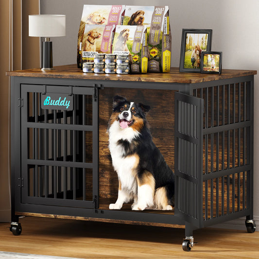 Heavy Duty Indoor Dog Crate Furniture With TV Stand Base