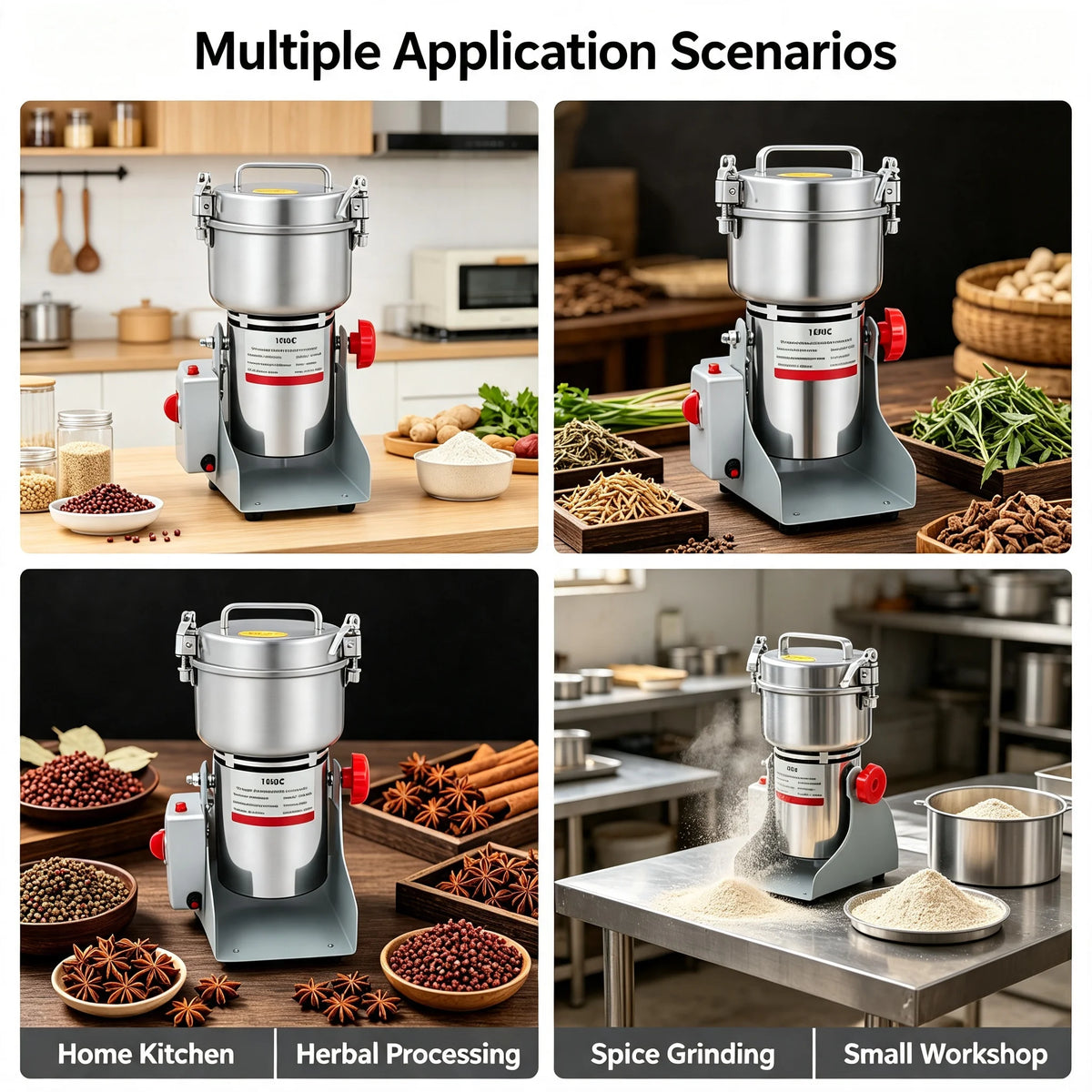 Commercial Electric Grain Mill Stainless Steel Adjustable Powder Grinder