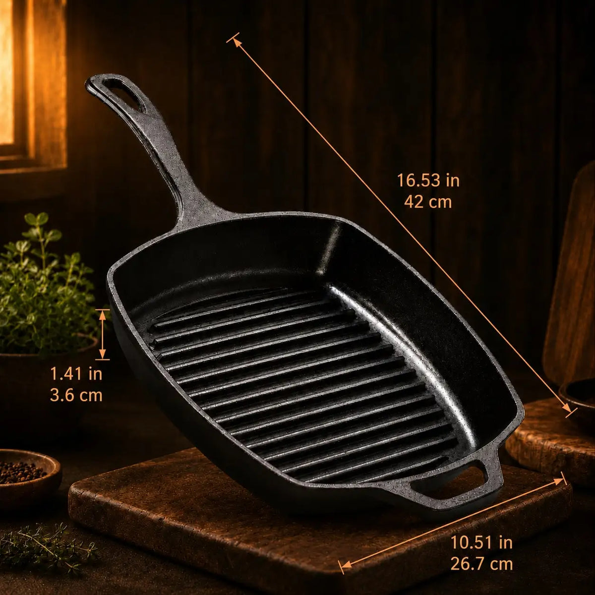 Multi Function Cast Iron Steak Pan With Auxiliary Handle