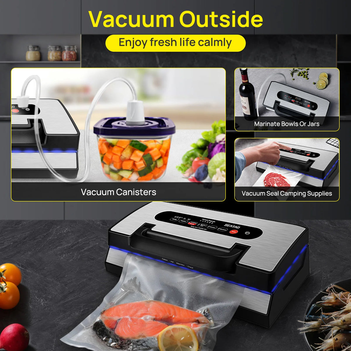 Seatao Commercial Automatic Vacuum Sealer Machine With Built In Cutter