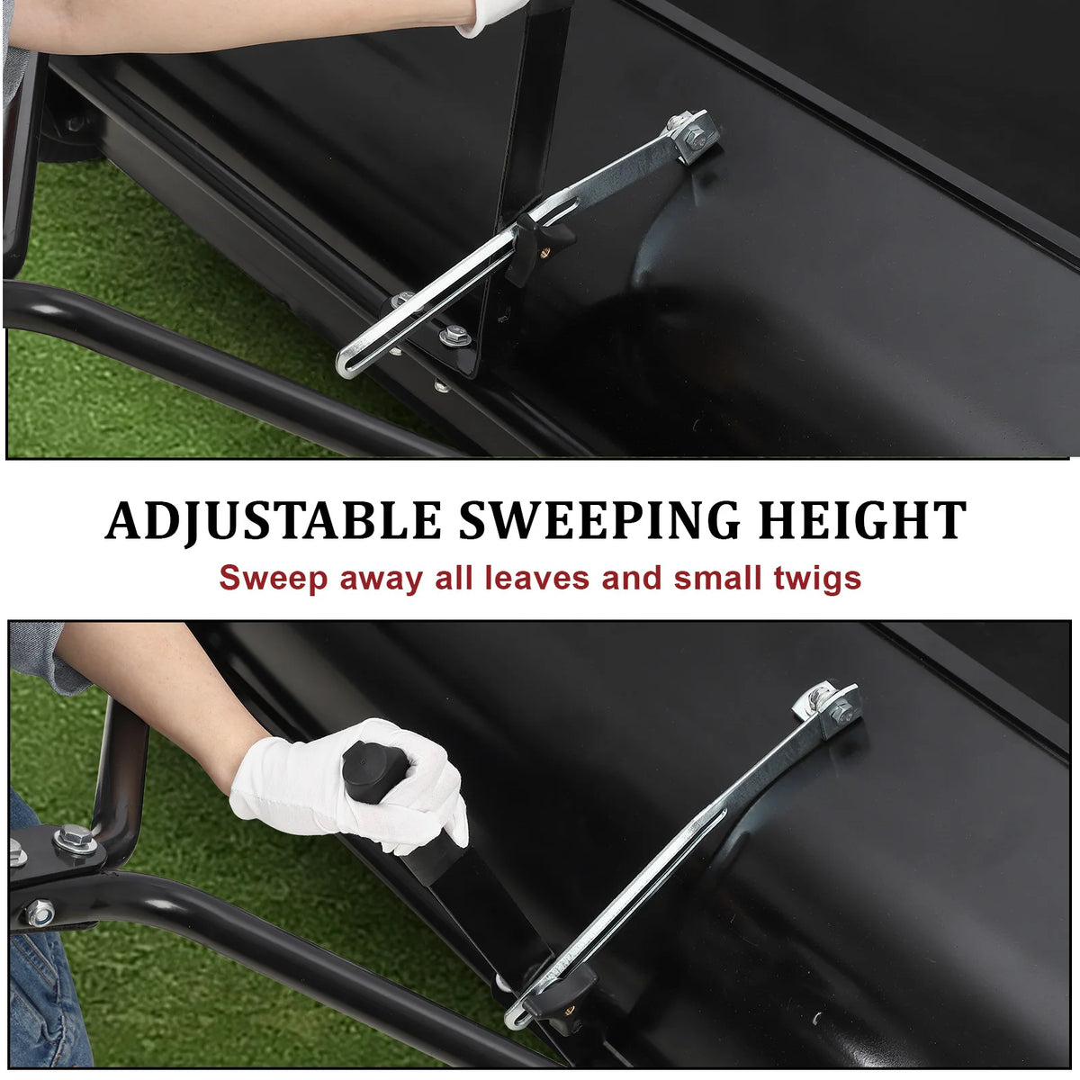 HiMISS Heavy Duty Tow Behind Lawn Sweeper Leaf Grass Collector