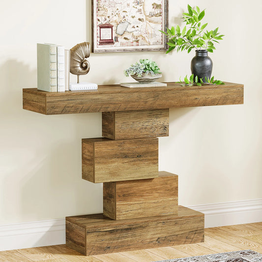 Tribesigns Farmhouse Wooden Sofa Console Table With Storage