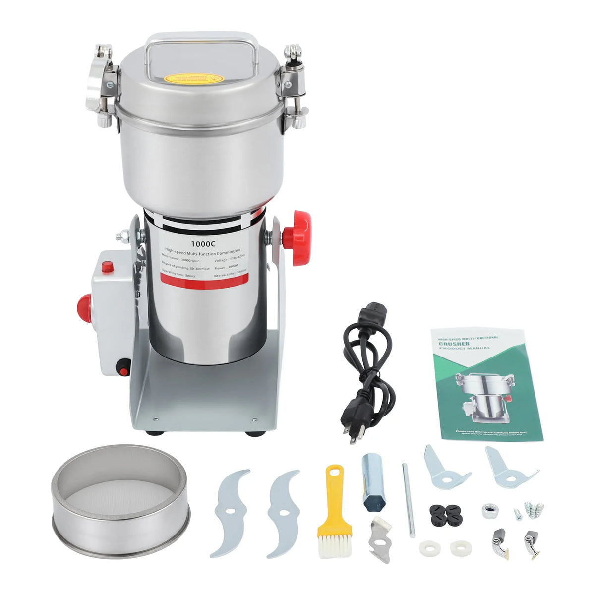 Commercial Electric Grain Mill Stainless Steel Adjustable Powder Grinder