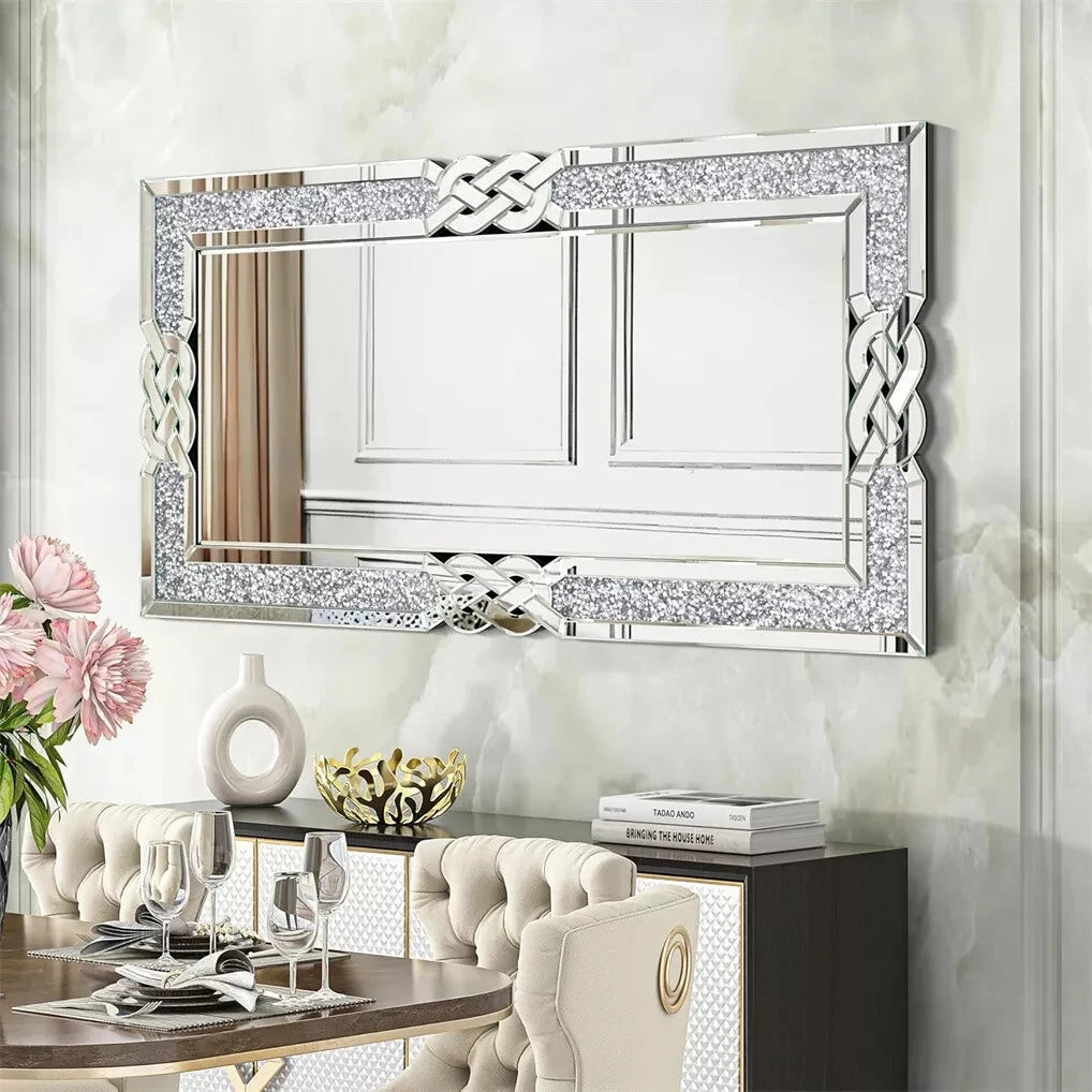 Wisfor Glam Crushed Diamond Wall Mirror With Crystal Frame
