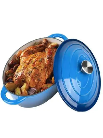 Enameled Oval Cast Iron Dutch Oven With Lid Dual Handles