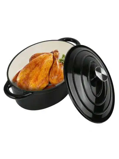 Enameled Oval Cast Iron Dutch Oven With Lid Dual Handles