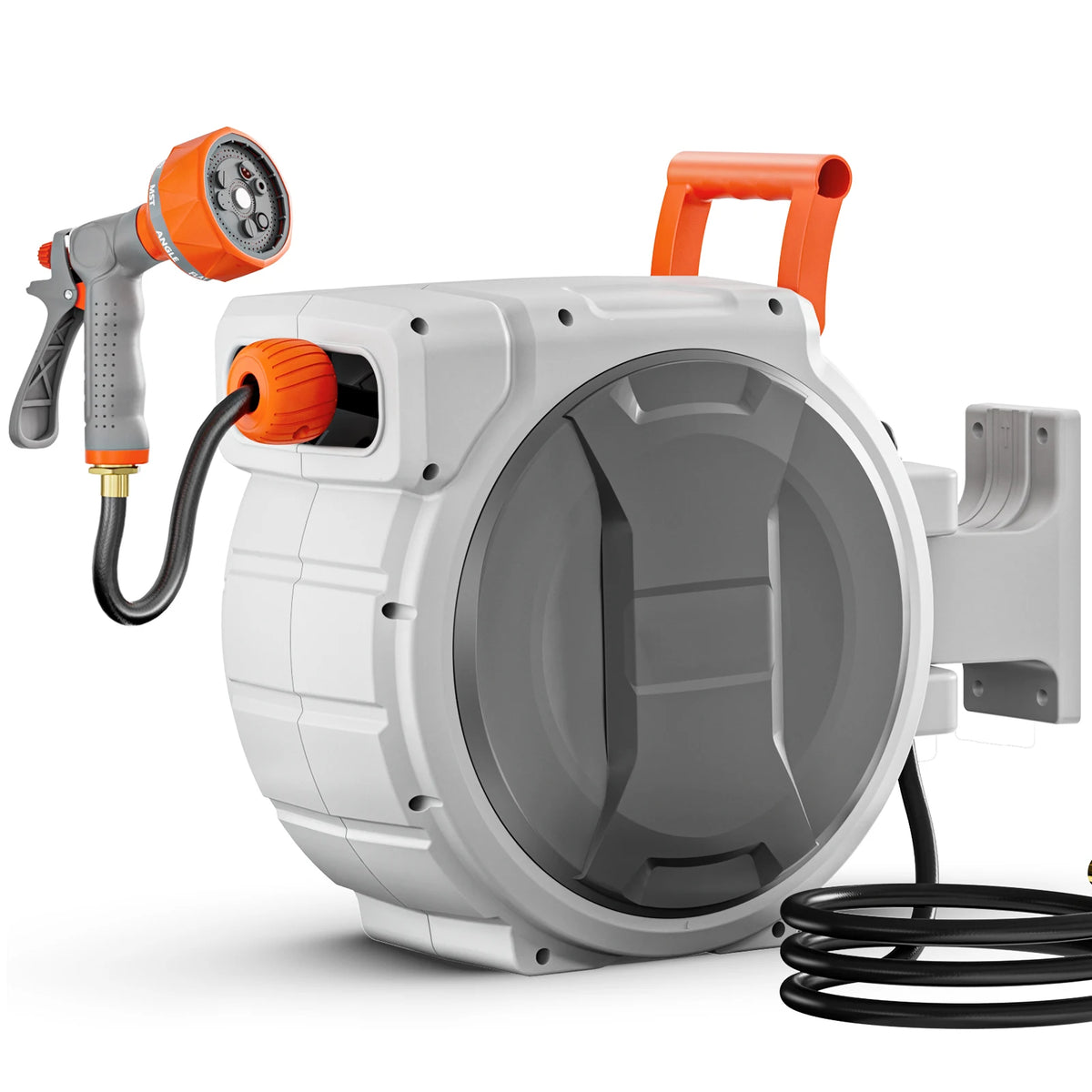 SucceBuy Wall Mounted Retractable Garden Hose Reel With Nozzle