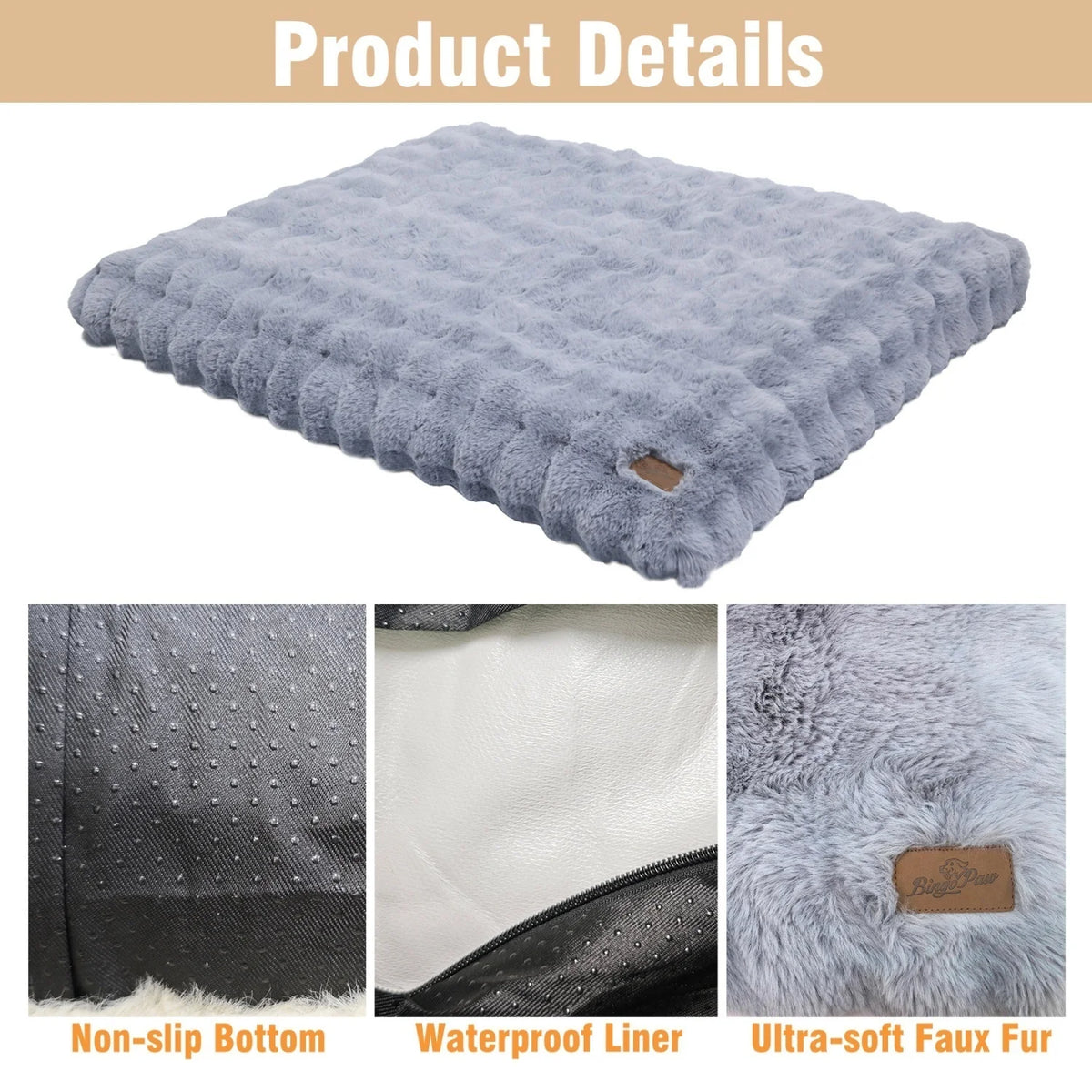 Bingopaw Ultra Soft Plush Calming Dog Bed With Removable Cover