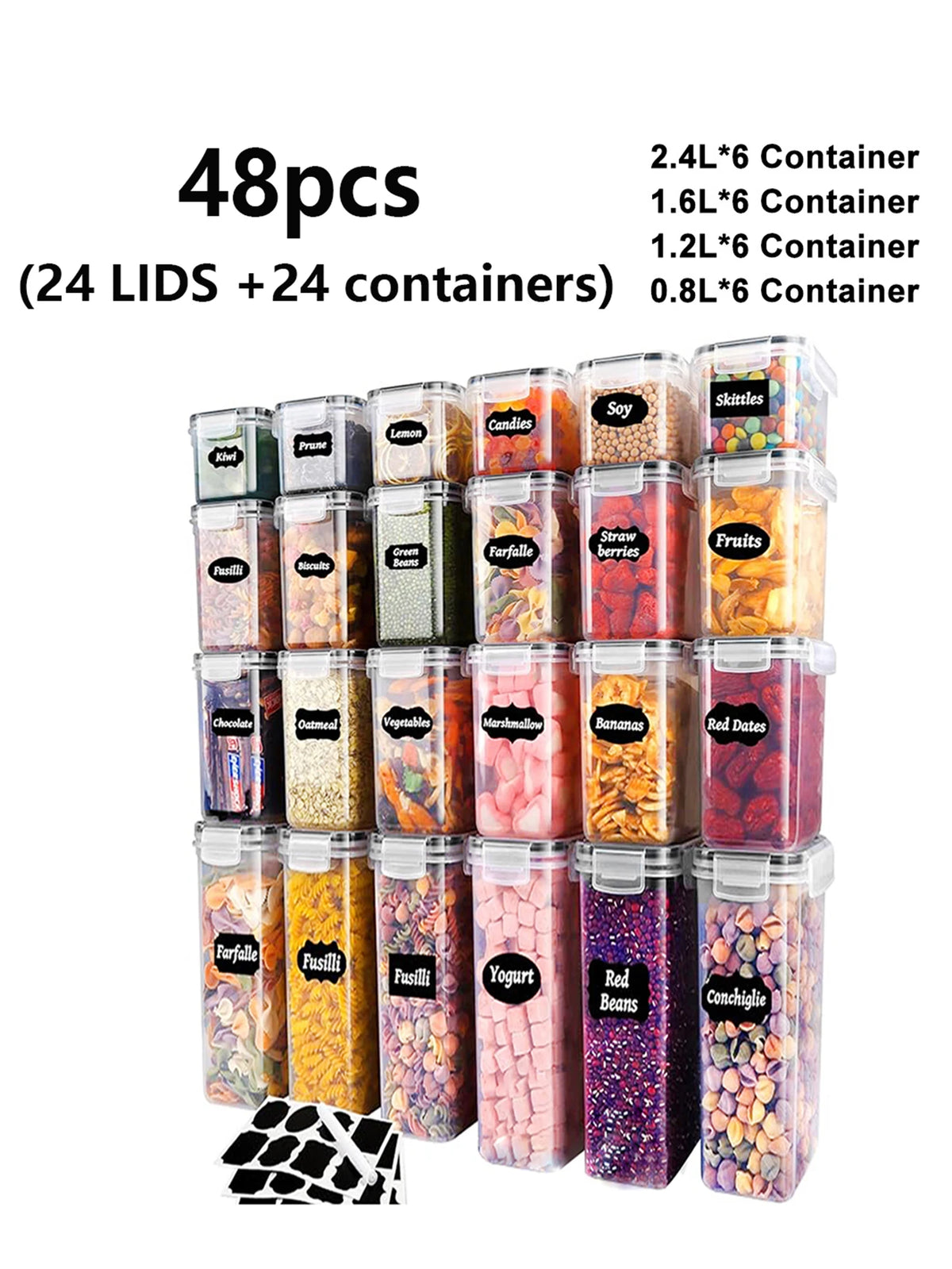 Sealed Plastic Food Storage Containers With Lids For Pantry Organization