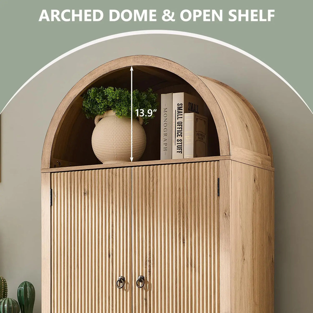 Solid Wood Fluted Free Standing Bathroom Storage Cabinet