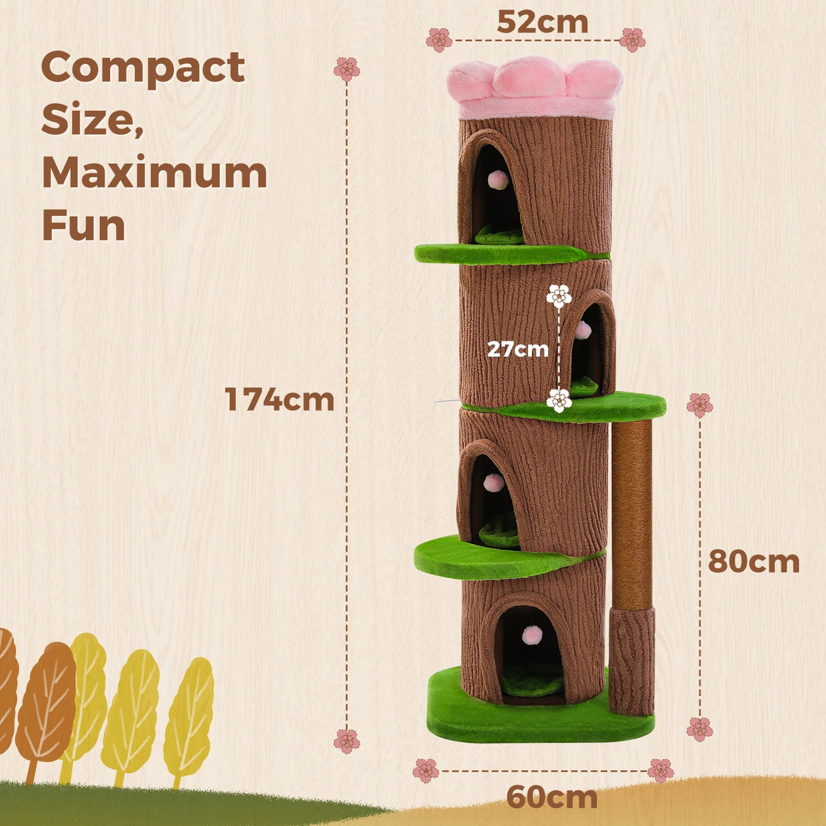 PAWZ Road Sturdy Cat Tower With Four Spacious Luxury Condos