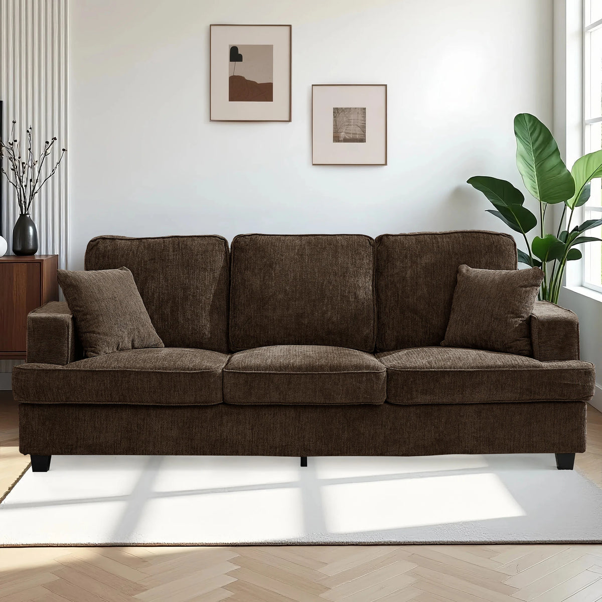 Modern Cloud Chenille Three Seater Sofa For Living Room