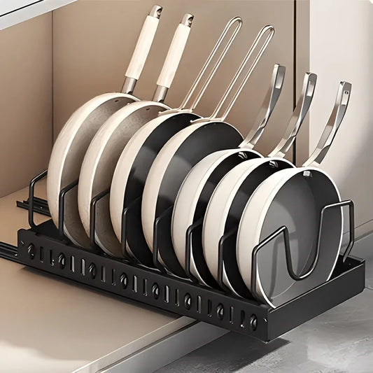 Adjustable Pull Out Cabinet Storage Organizer With Sliding Dividers