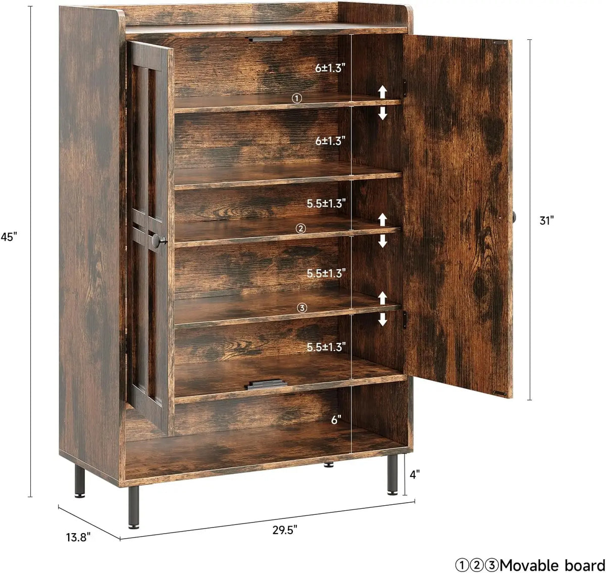 Onbrill Entryway Shoe Storage Cabinet With Doors And Metal Legs