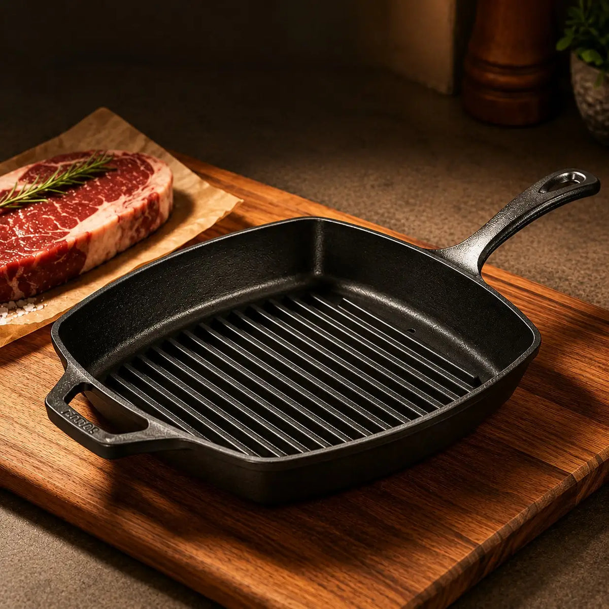 Multi Function Cast Iron Steak Pan With Auxiliary Handle