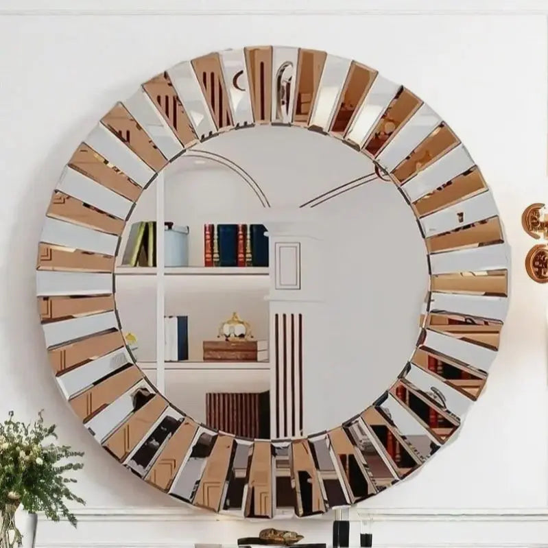 Round Starburst Glass Wall Mirror Decorative Accent Home Decor