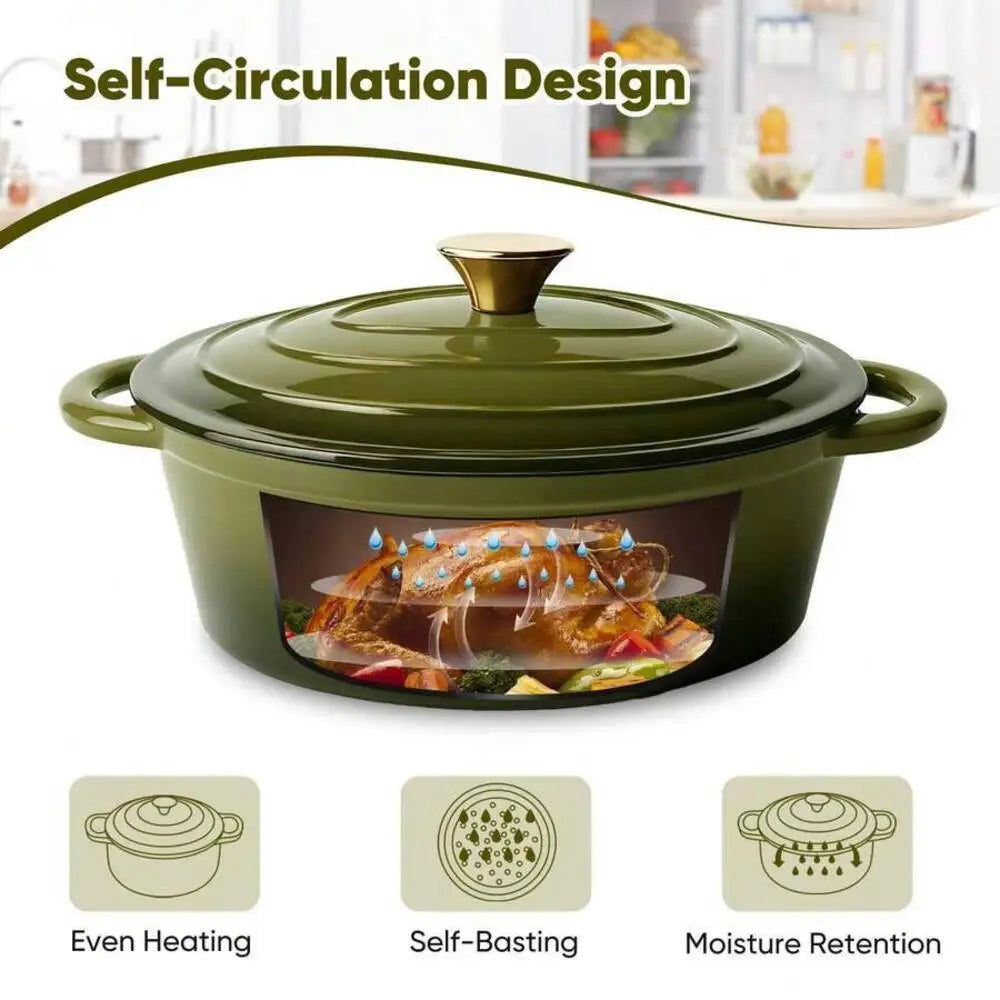 Enameled Cast Iron Oval Dutch Oven Pot For Cooking And Baking