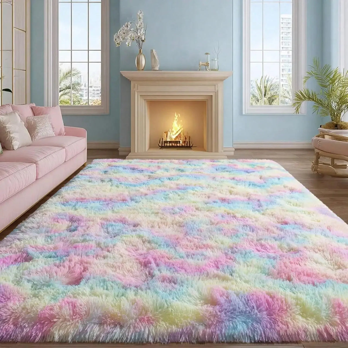 Soft Plush Polyester Rug With Non Slip Backing For Home