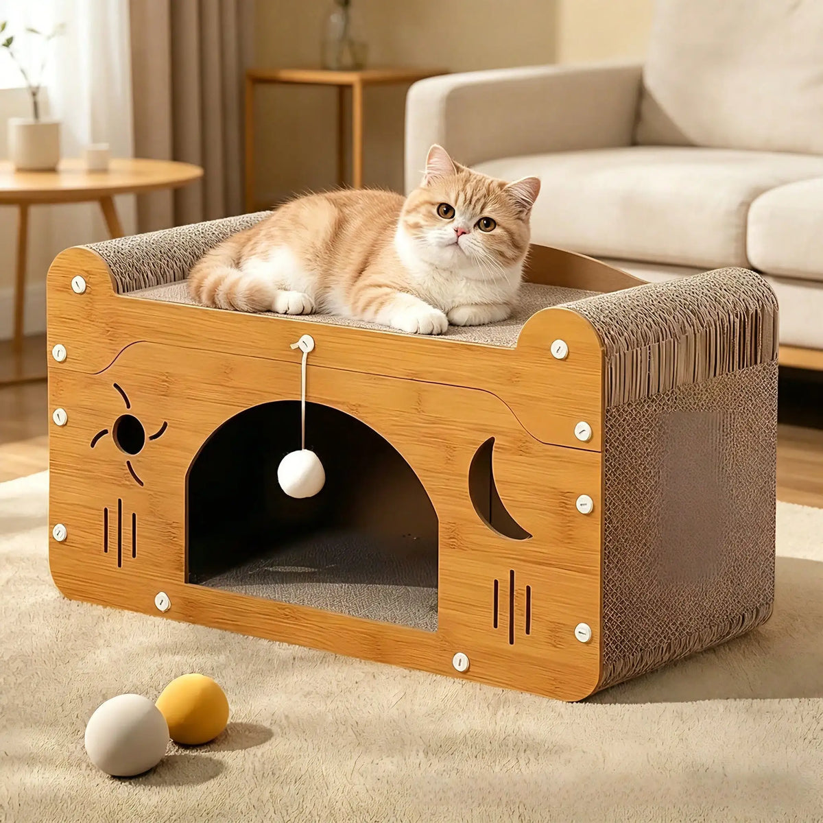 Double Layer Cardboard Cat Scratcher Lounge Bed And Hideaway