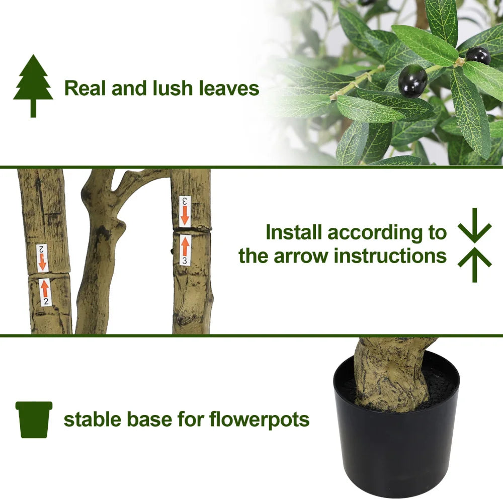 Artificial Olive Tree Lifelike Leaves And Natural Trunk Home Decor