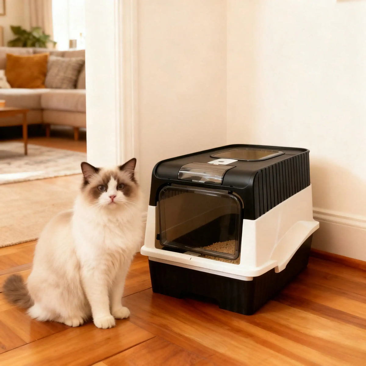 Enclosed Top Entry Cat Litter Box With Odor Proof Cover