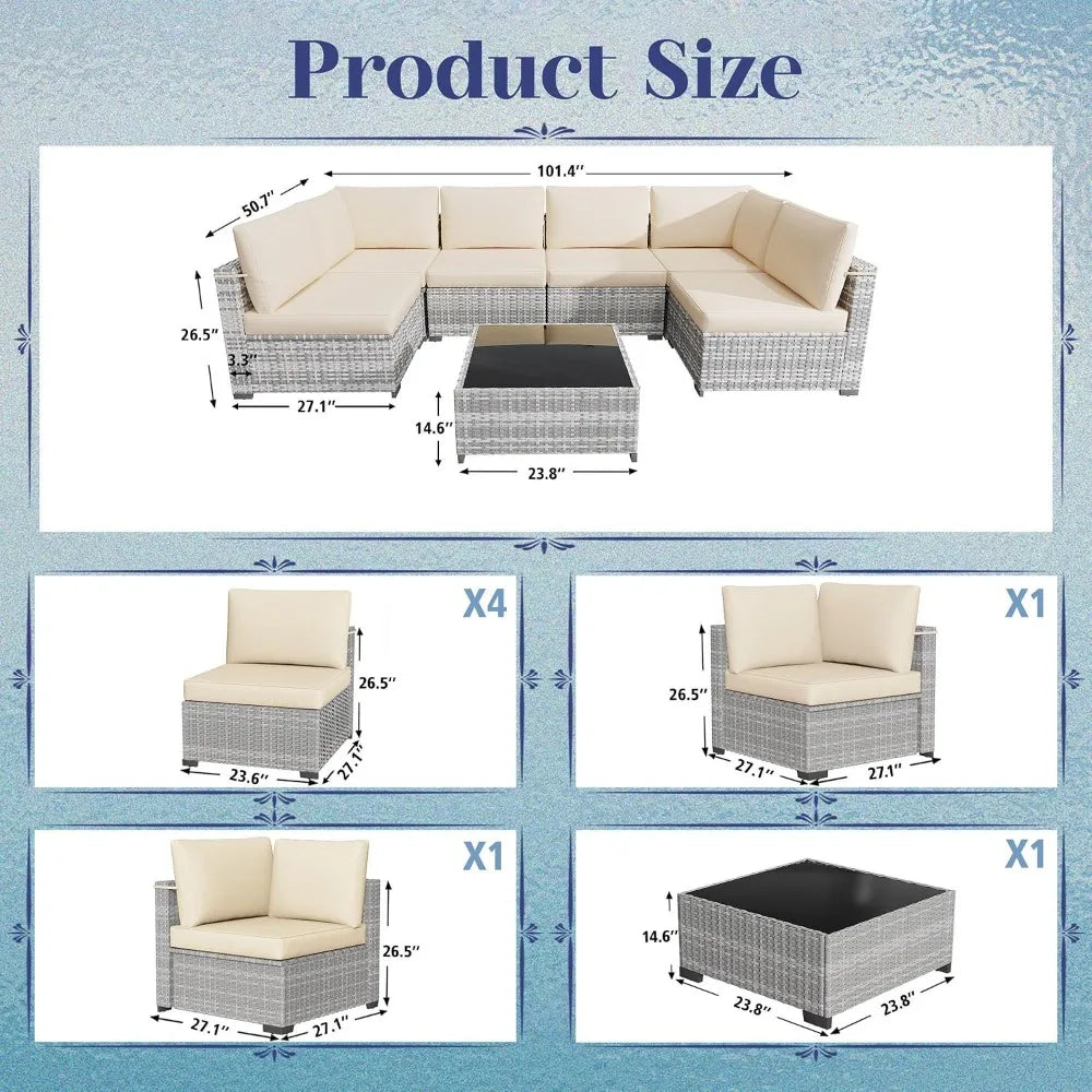 All Weather PE Rattan Modular Sectional Patio Conversation Set