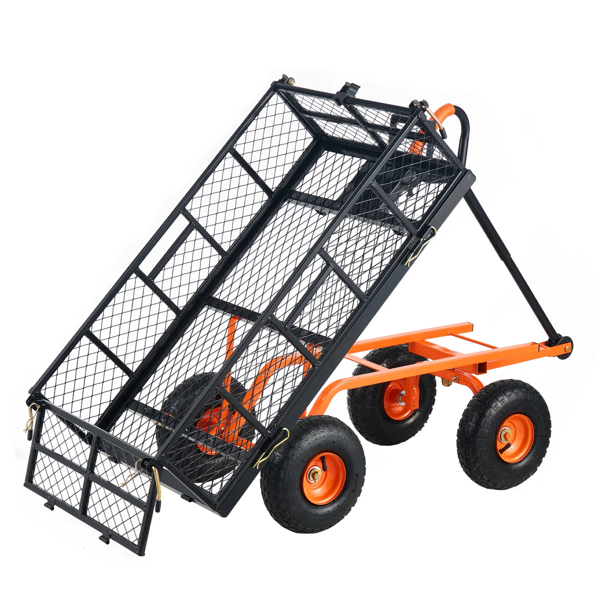 SucceBuy Sturdy Metal Garden Cart Utility Wagon With High Capacity
